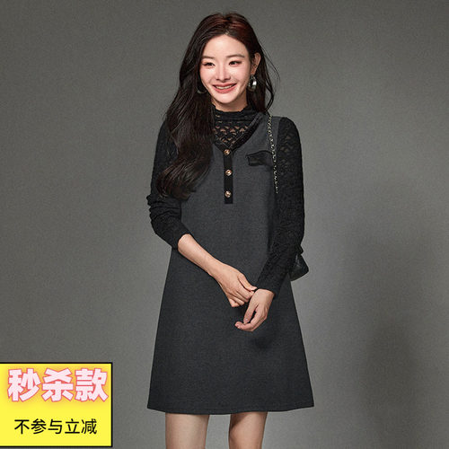 通勤风微弹长袖连衣裙