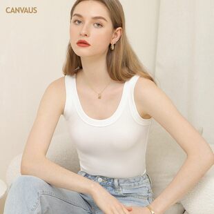宽肩带修身 新款 螺纹圆领吊带背心女 卡恩希夏装 奥特莱斯品牌折扣