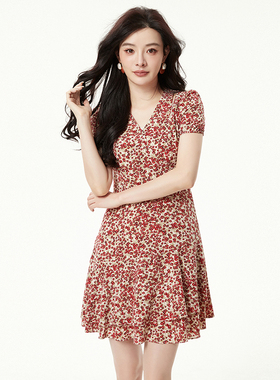 Outlets专柜撤柜正品 汉货精品HH夏装新款时髦印花修身短裙连衣裙