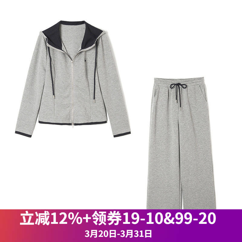 奥莱专柜品牌撤柜正品 GZ春装新款连帽外套+长裤运动风两件套装女