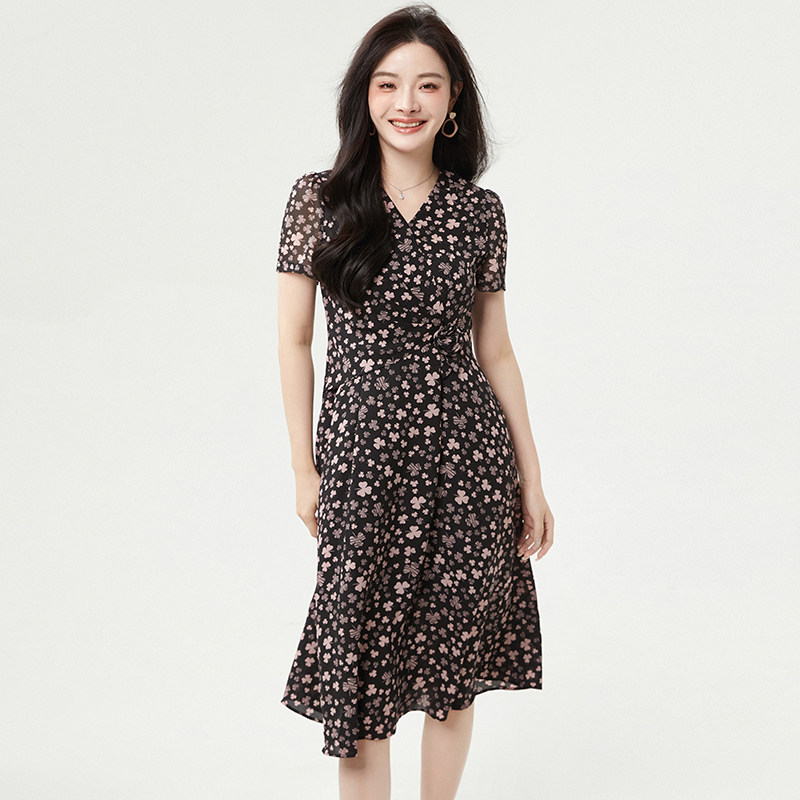 奥莱专柜撤柜正品 汉货精品HH夏装新款 甜美碎花修身中长裙连衣裙