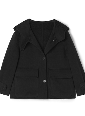 奥莱专柜正品 HE冬装2025新款 含羊毛小个子双面尼毛呢外套大衣女