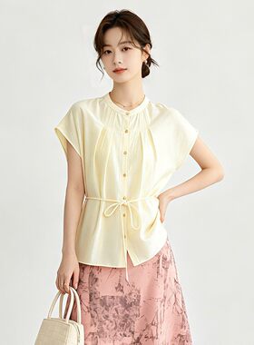 奥莱专柜正品 WA夏装2026新款 时尚单排扣宽松日常通勤上衣衬衫女