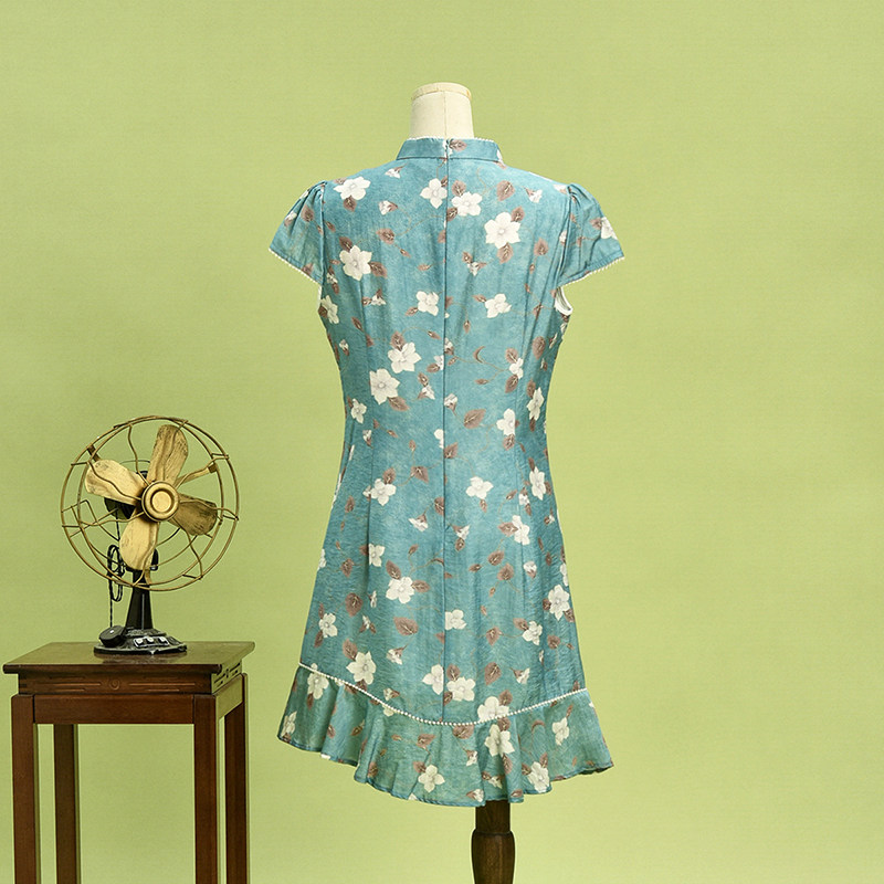 아울렛 브랜드 할인 XZ 여름복 2024 신상 중국 스타일 중공업 비즈 텐셀 스커트 치파오