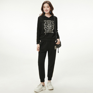连帽长袖 新款 运动风上衣 长裤 女 奥特莱斯品牌折扣 两件套装 XY秋装