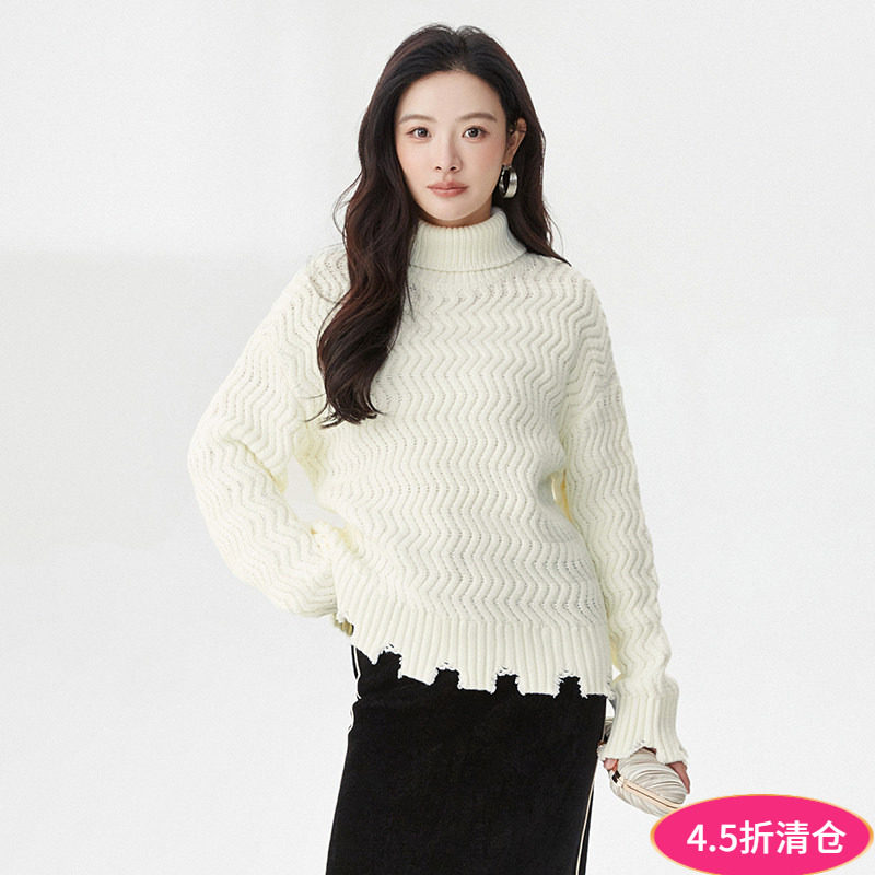 2025年冬装Outlets专柜 RU系列简约微弹打底衫上衣套头长袖毛衣女