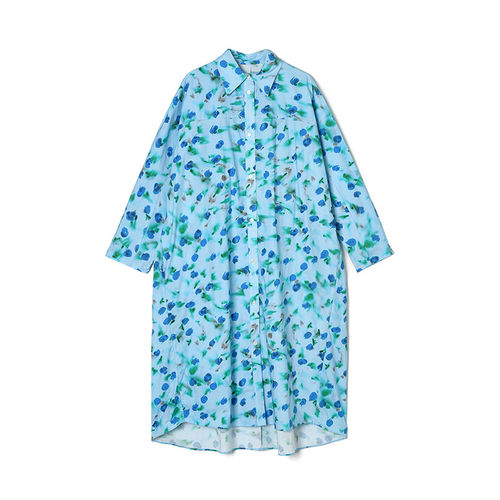 淑女范印花中长裙连衣裙