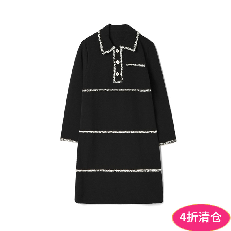 Outlets专柜撤柜正品 深圳南油NY春装新款拼接设计长袖中裙连衣裙