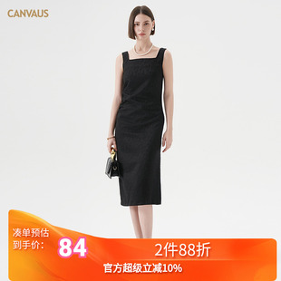 无袖 卡恩希夏装 方领气质修身 2025新款 露背中长裙连衣裙 专柜正品