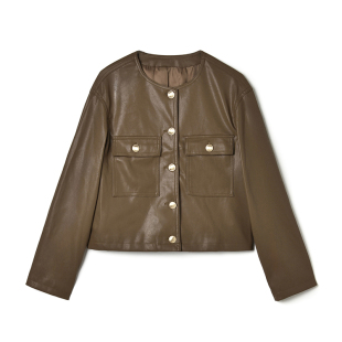皮衣外套女 RU系列机车风复古舒适质感长袖 2025年秋装 Outlets专柜