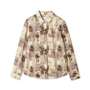 Outlets专柜撤柜正品 ZQ春装2026新款复古港风宽松花色长袖衬衫女