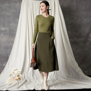 知性优雅中长裙收腰连衣裙 2025新款 奥莱专柜品牌撤柜正品 YC秋装