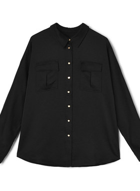 2026年春Outlets专柜正品 高端YW系列时尚通勤中长款蝙蝠袖衬衫女