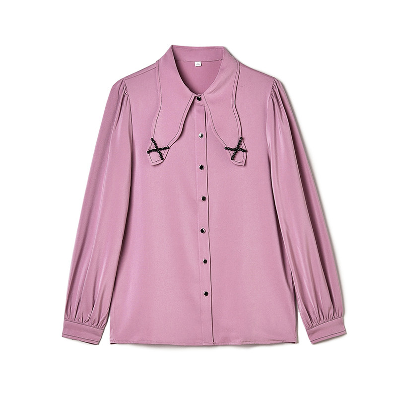 2025年秋Outlets专柜正品 高端QC系列时髦设计感单排扣长袖衬衫女