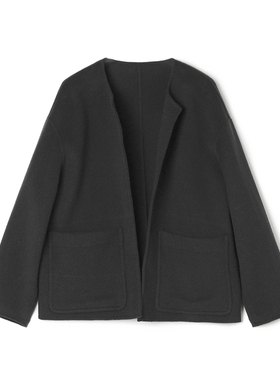 2025年冬Outlets正品 高端HE系列含羊毛开衫双面尼毛呢外套大衣女