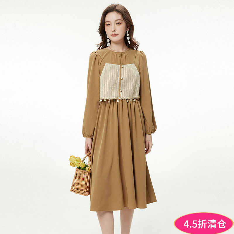 2025年秋Outlets正品 高端YT系列 一粒扣中长裙+针织吊带两件套装