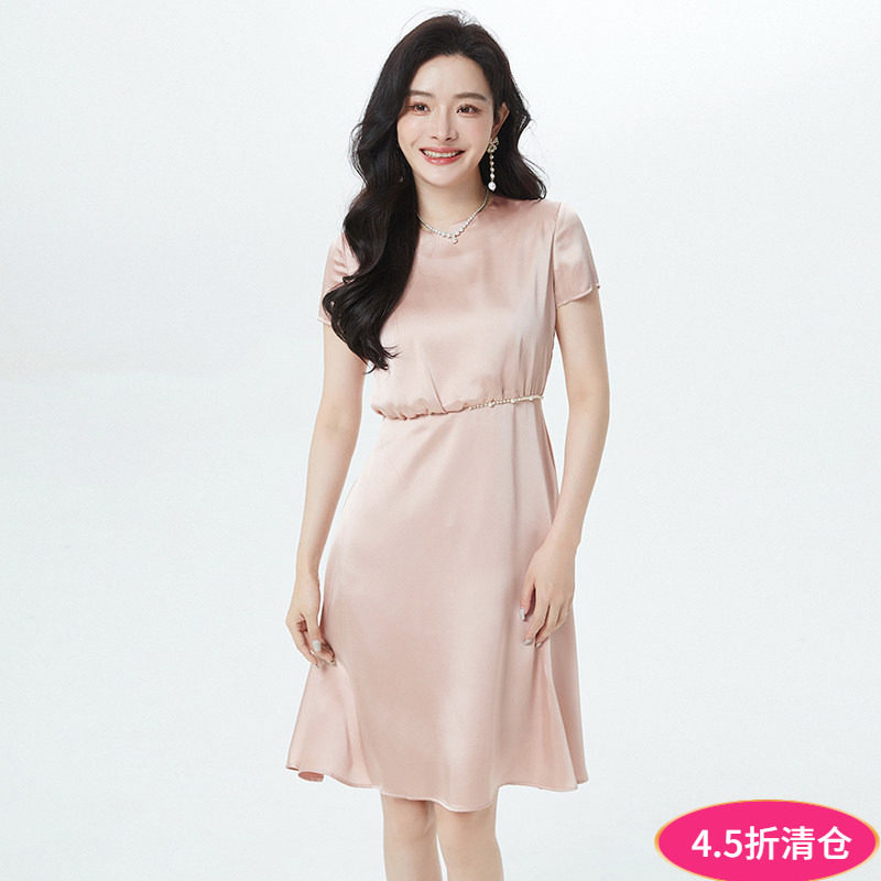 奥莱专柜撤柜正品 南油N系列夏装新款 气质光泽感修身中裙连衣裙