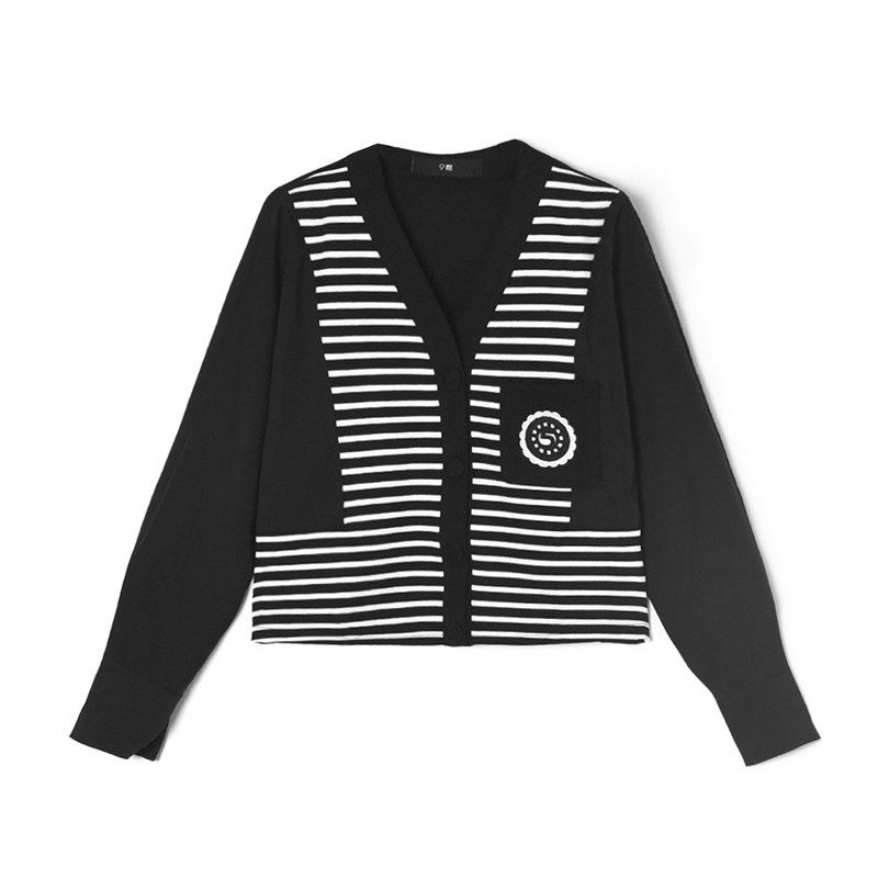 2026春季Outlets正品 高端QG系列条纹拼接单排扣上衣蝙蝠袖外套女