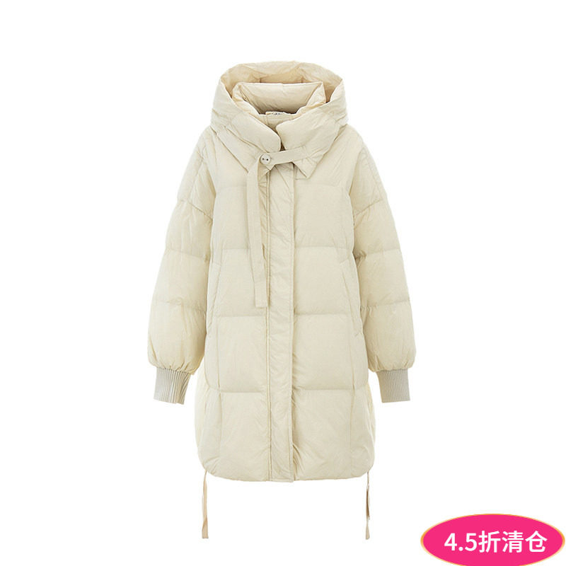 奥莱专柜正品 UY冬装2025新款 含白鸭绒宽松连帽长款保暖羽绒服女