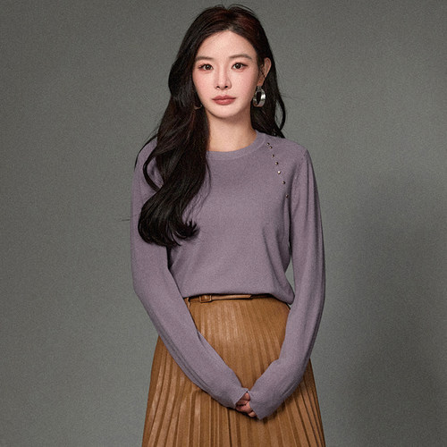 修身套头上衣长袖打底毛衣