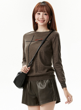 Outlets专柜撤柜正品 MO秋装新款休闲风长袖上衣微弹打底针织衫女