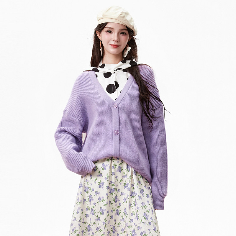 2025年冬Outlets正品 高端MS系列简约肌理感单排扣上衣针织外套女