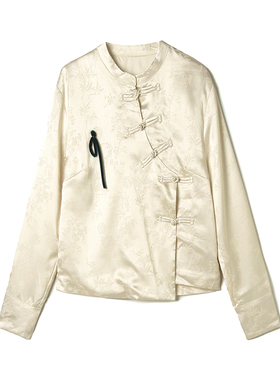 2025年秋Outlets正品 高端YJ系列国风盘扣长袖上衣暗纹提花外套女