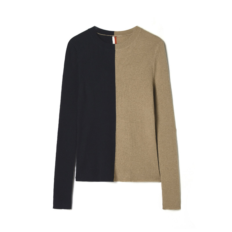 2025年冬Outlets正品 高端MO系列撞色拼接套头上衣高弹打底毛衣女,女装/女士精品,毛衣,淘宝优惠券,粉丝福利购,淘宝优惠卷