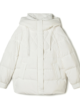 2025年冬Outlets正品 高端ZR系列时尚简约宽松白鸭绒泡芙羽绒服女