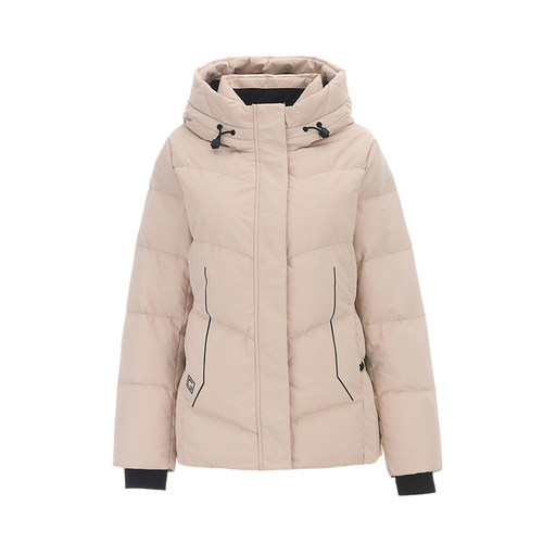 时尚感连帽白鸭绒羽绒服