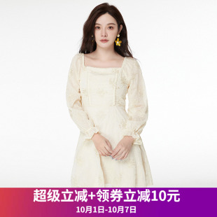 钉珠设计短裙温柔风连衣裙 2025新款 奥莱专柜品牌撤柜正品 LM秋装