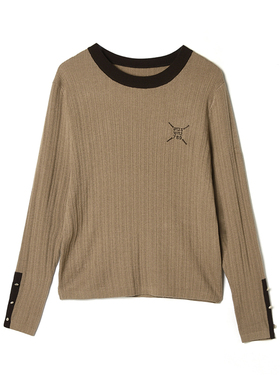 2025年冬Outlets正品 高端MO系列拼色圆领长袖上衣微弹打底毛衣女