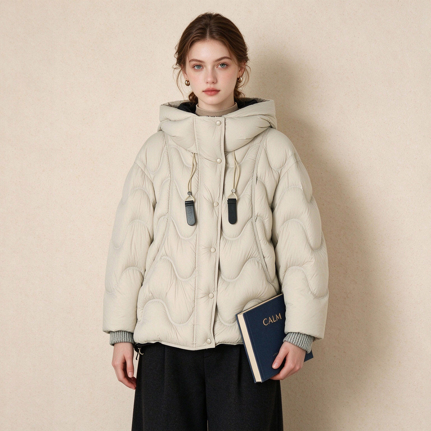2026年冬Outlets正品 高端YK系列阔版休闲连帽百搭鸭绒服羽绒服女