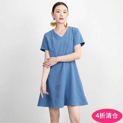 极简风A字V领连衣裙女