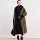 Outlets专柜撤柜正品 撞色毛呢外套女 黄金绒大衣加长款 DR冬装 新款