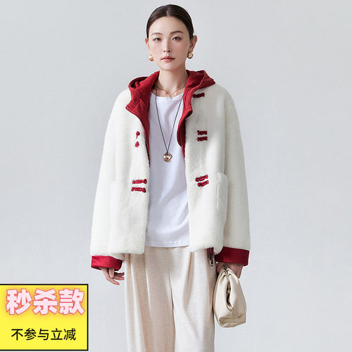 长袖黄金绒大衣毛呢外套