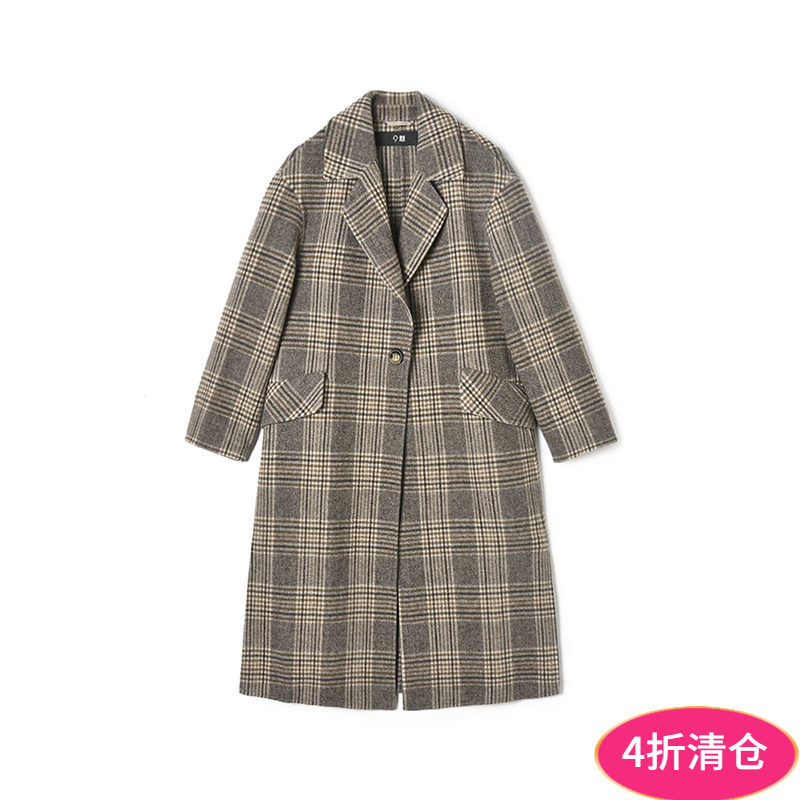 2025年冬Outlets正品 高端FZ系列宽松含羊毛双面尼毛呢外套大衣女