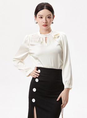 2025年秋装Outlets专柜 LH系列一粒扣长袖上衣舒适质感纯色衬衫女