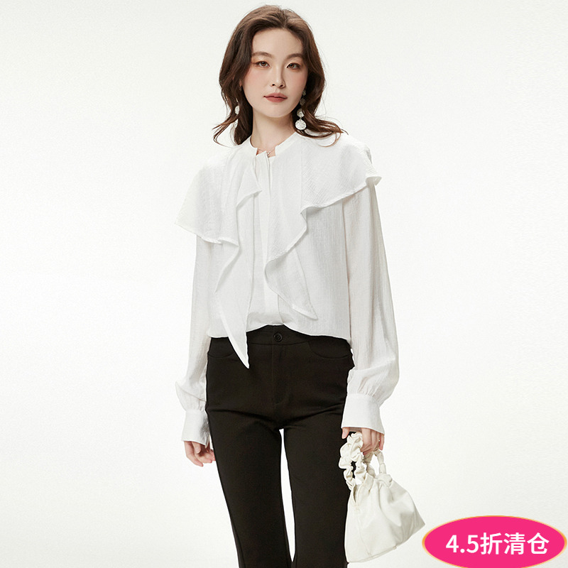 奥特莱斯品牌折扣 YS秋装2025新款 知性气质长袖上衣单排扣衬衫女