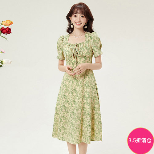 淑女五分袖中长连衣裙