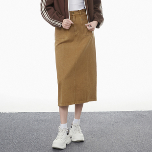 开叉设计长裙遮胯宽A字半身裙 高端BY系列 2025年春装 Outlets专柜