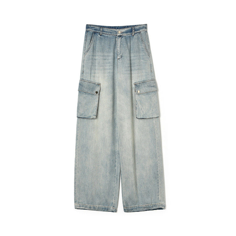 Outlets专柜撤柜正品 MN春装2026新款松紧腰长裤水洗颜色牛仔裤女