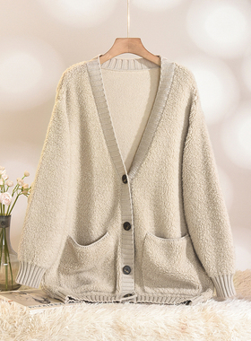 奥莱专柜品牌撤柜正品 HZ冬装2025新款 简约羊毛中长款开衫毛衣女