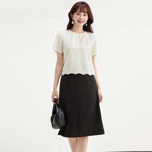 2025年夏装Outlets专柜 MM系列 棉质减龄宽松上衣+半身裙两件套装