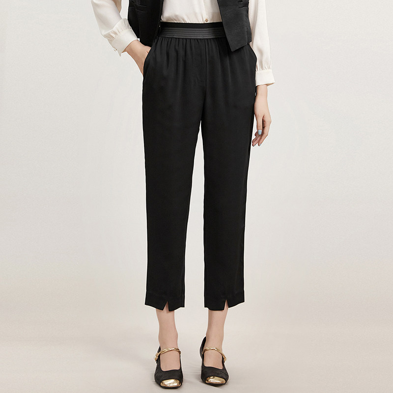 Outlets专柜撤柜正品 NY夏装2025新款松紧腰铅笔长裤百搭休闲裤女