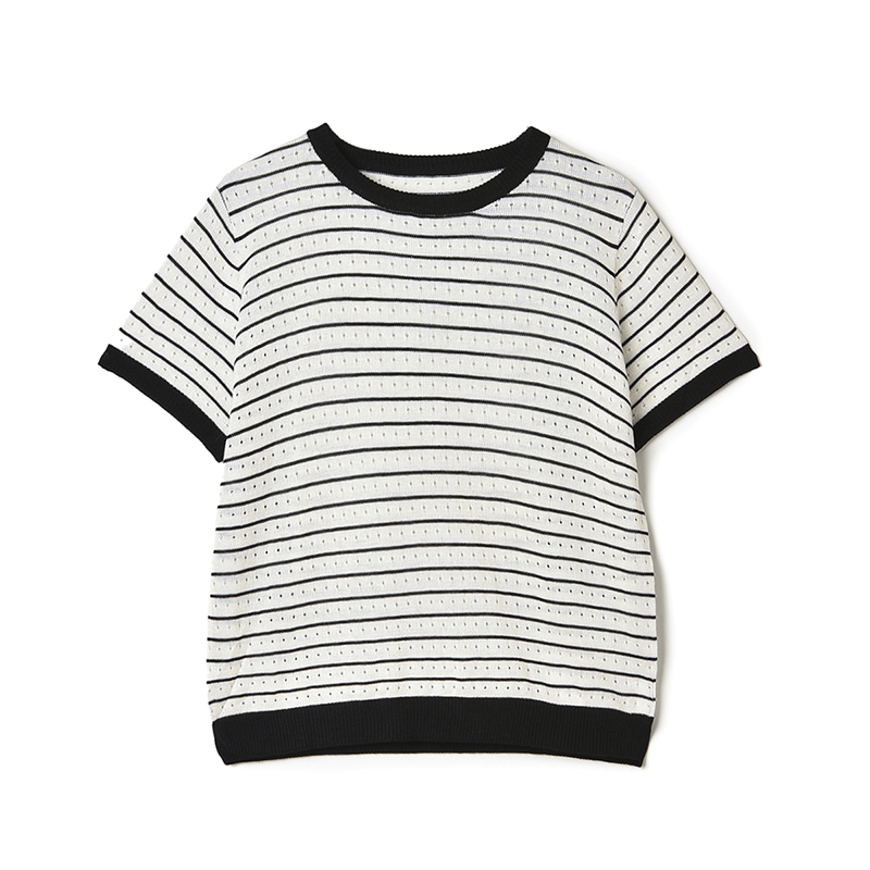 微弹上衣套头短袖针织衫