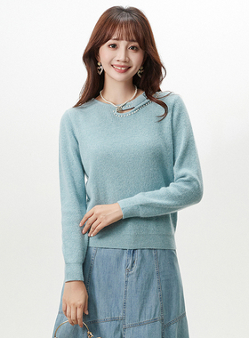 奥莱专柜品牌撤柜正品 HZ冬装新款 设计感圆领内搭羊毛套头毛衣女