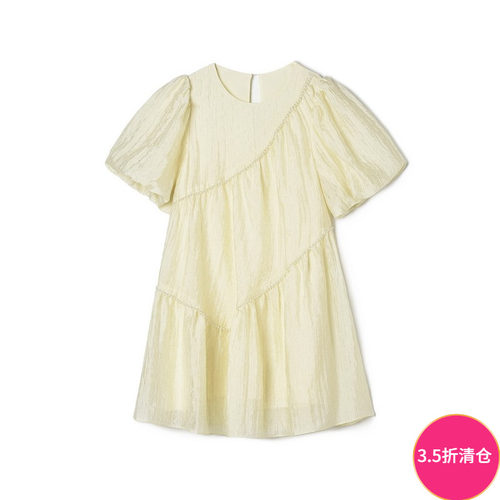 珍珠点缀宽松短裙连衣裙