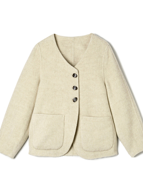 奥莱专柜品牌撤柜正品 HZ冬装新款 含羊毛羊驼毛纯色双面尼大衣女