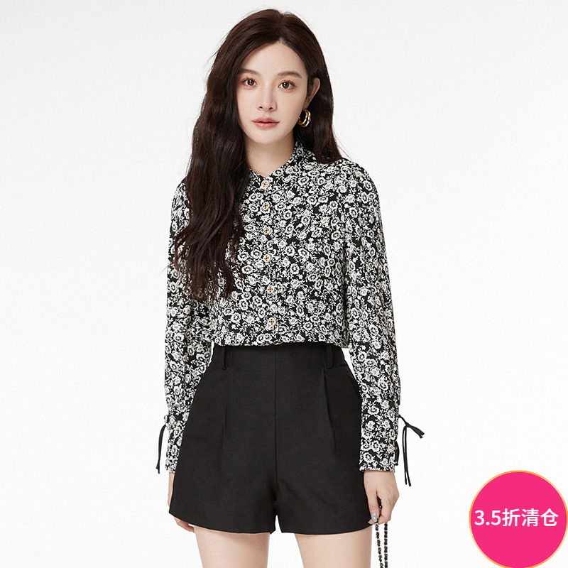 气质印花上衣长袖百搭衬衫